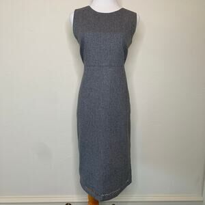 Gap Gray Wool Shift Dress Lasercut Detail Hem Sz 6